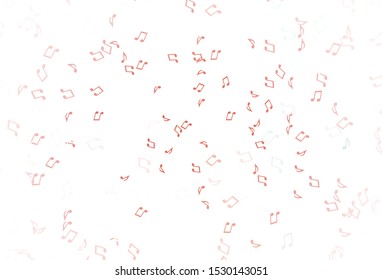 Light Red vector backdrop with music notes. Decorative design in abstract style with music shapes. Pattern for festival leaflets.