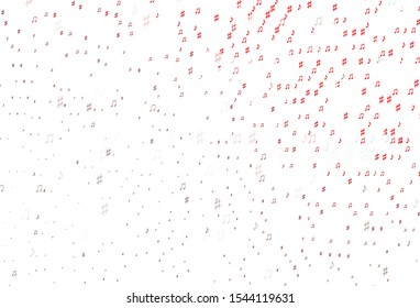 Light Red vector backdrop with music notes. Isolated colorful music keys on abstract background. Pattern for festival leaflets.