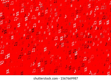 Light Red vector backdrop with music notes. Shining illustration of colorful gradient music notes. Pattern for school ad, booklets.
