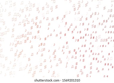 Light Red vector backdrop with music notes. Decorative design in abstract style with music shapes. Pattern for school ad, booklets.