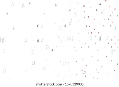 Light Red vector backdrop with music notes. Abstract illustration with colorful symbols of melody. Pattern for festival leaflets.