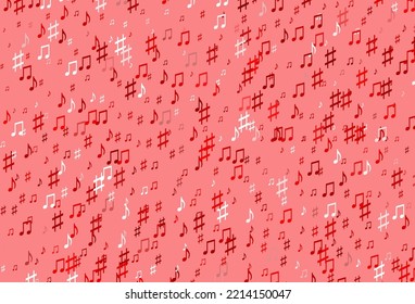 Light Red vector backdrop with music notes. Modern abstract illustration with melody keys. Pattern for websites of musitians.