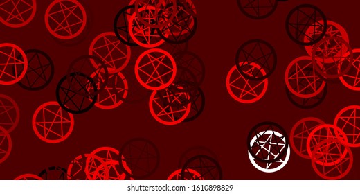 Light Red vector backdrop with mystery symbols. Retro design in abstract style with witchcraft forms. Simple base for your occult design.