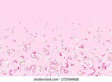 Fondo vector de luz roja con arcos de lluvia, nubes. Ilustración decorativa con arco iris, formas de nubes. Diseño sencillo para colorear libros.