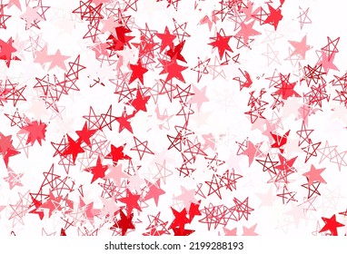 Light Red vector backdrop with small and big stars. Stars on blurred abstract background with gradient. Template for cosmic backgrounds.