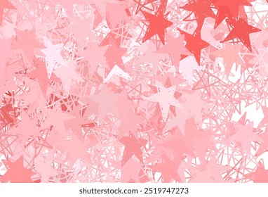 Light Red vector backdrop with small and big stars. Blurred decorative design in simple style with stars. Template for cosmic backgrounds.