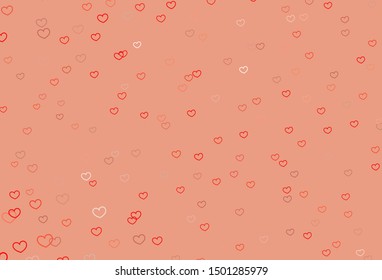 Light Red vector backdrop with sweet hearts. Beautiful colored illustration with hearts in celebration style. Pattern for carnival, festival romantic leaflets.