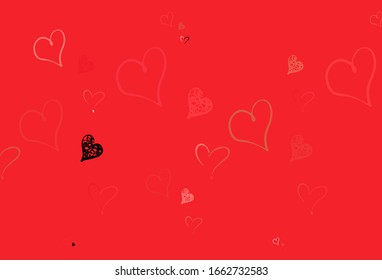 Light Red vector backdrop with sweet hearts. Decorative design with hearts in simple style . Template for Valentine's greeting postcards.