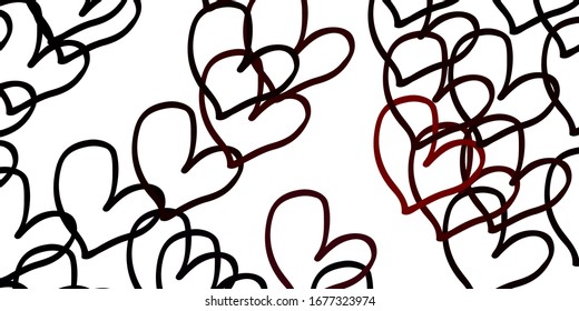 Light Red vector backdrop with sweet hearts. Beautiful colored illustration with hearts in celebration style. Design for ad, poster, banner of Valentine Day.
