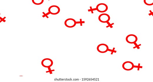 Light Red vector backdrop with woman's power symbols. Simple design in abstract style with women’s rights activism. Elegant background for websites.