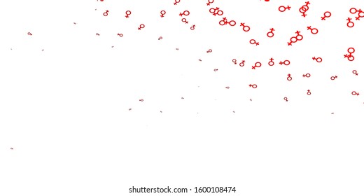 Light Red vector backdrop with woman's power symbols. Colorful feminism symbols with a gradient in modern style. Base for your app design.