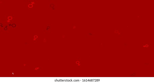 Light Red vector backdrop with woman's power symbols. Abstract illustration with a depiction of women's power. Background for ui designers.