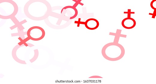 Light Red vector backdrop with woman's power symbols. Simple design in abstract style with women’s rights activism. New design for your web apps.