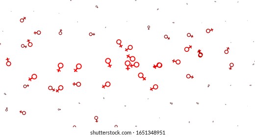 Light Red vector backdrop with woman's power symbols. Simple design in abstract style with women’s rights activism. Best design to show the power of women.