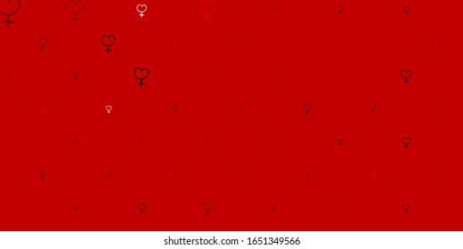 Light Red vector backdrop with woman's power symbols. Colorful feminism symbols with a gradient in modern style. Simple design for your web site.