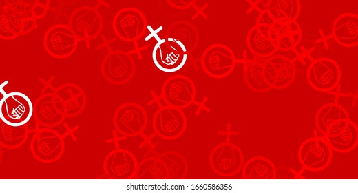 Light Red vector backdrop with woman's power symbols. Simple design in abstract style with women’s rights activism. Best design to show the power of women.