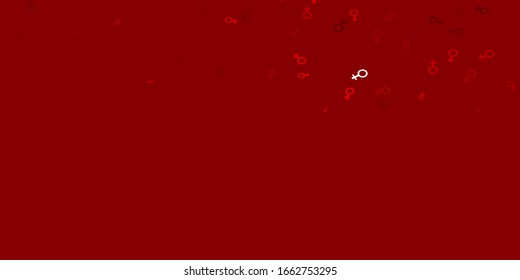 Light Red vector backdrop with woman's power symbols. Illustration with signs of women's strength and power. New design for applications.