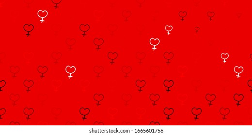 Light Red vector backdrop with woman's power symbols. Illustration with signs of women's strength and power. Design for International Women’s Day.