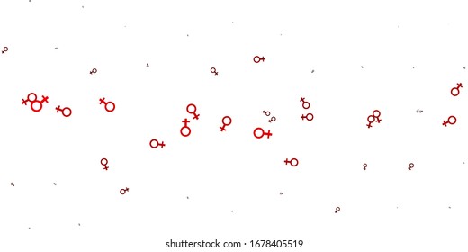 Light Red vector backdrop with woman's power symbols. Simple design in abstract style with women’s rights activism. Elegant design for wallpapers.