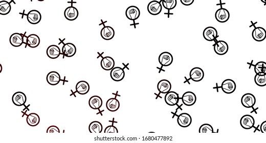 Light Red vector backdrop with woman's power symbols. Colorful illustration with gradient feminism shapes. Design for International Women’s Day.