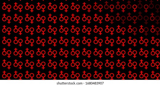 Light Red vector backdrop with woman's power symbols. Colorful feminism symbols with a gradient in modern style. Design for International Women’s Day.