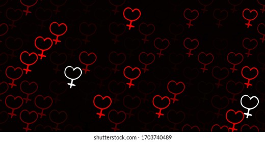 Light Red vector backdrop with woman's power symbols. Colorful illustration with gradient feminism shapes. Best design to show the power of women.