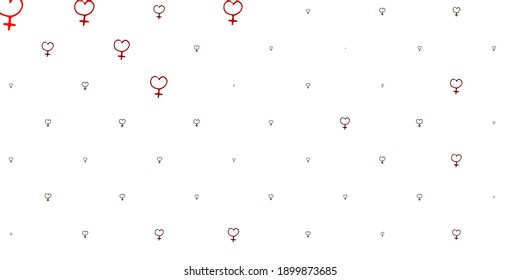 Light Red vector backdrop with woman's power symbols. Colorful feminism symbols with a gradient in modern style. Simple design for your web site.