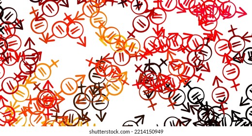 Light Red vector backdrop with woman's power symbols. Colorful illustration with gradient feminism shapes. Simple design for your web site.