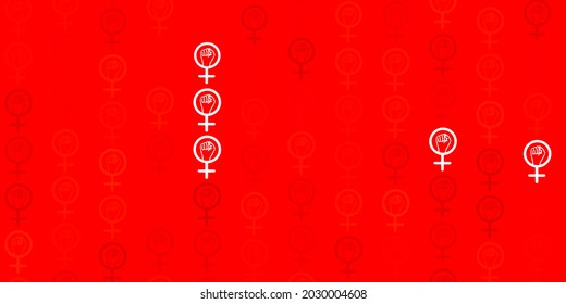 Light Red vector backdrop with women power symbols. Abstract illustration with a depiction of women power. Background for International Women Day.