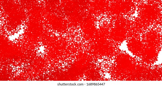 Light Red vector backdrop with xmas snowflakes. Colorful abstract illustration with snowflakes. New year websites pattern.
