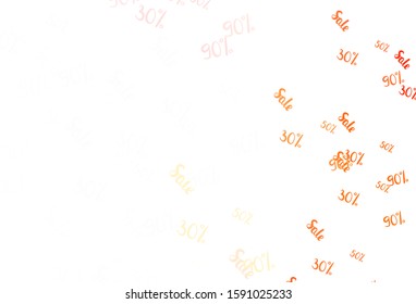 Light Red vector background with 30, 50, 90 % signs of sales. Gradient illustration with discount signs on white backdrop. Design for business ads, commercials.