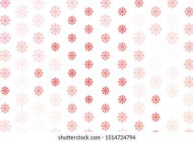 Light Red vector background with beautiful snowflakes. Modern geometrical abstract illustration with snowflakes. Pattern for new year leaflets.