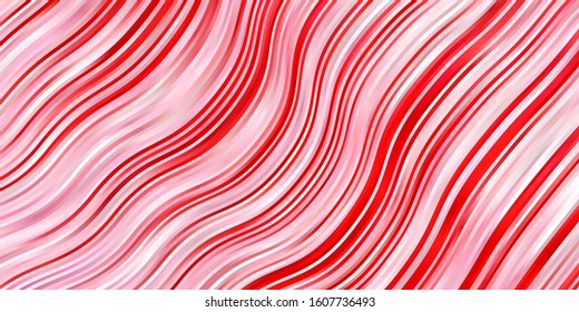 Light Red vector background with bent lines. Bright illustration with gradient circular arcs. Pattern for commercials, ads.