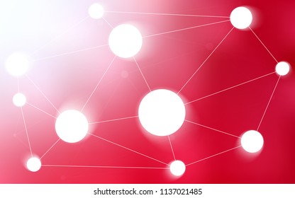 Light Red vector background with bubbles, lines. Design with connection of dots and lines on colorful background. Pattern can be used for ads, leaflets.