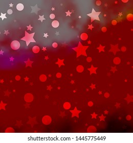 Light Red vector background with circles, stars. Colorful illustration with gradient dots, stars. Design for textile, fabric, wallpapers.