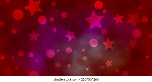 Light Red vector background with circles, stars. Abstract illustration with colorful spots, stars. Template for business cards, websites.