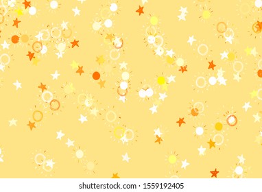 Light Red vector background with colorful stars, suns. Shining illustration with stars, suns on abstract template. Pattern for futuristic ad, booklets.