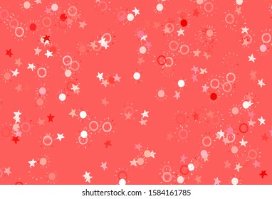 Light Red vector background with colorful stars, suns. Shining colored illustration with stars, suns. Pattern for astronomy websites.