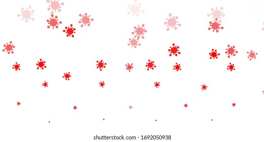 Light red vector background with covid-19 symbols. Colorful  gradient illness symbols in simple abstract style. Best design for quarantine events.