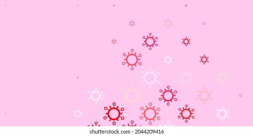 Light red vector background with covid-19 symbols. Colorful  gradient illness symbols in simple abstract style. Wallpaper for health protection.