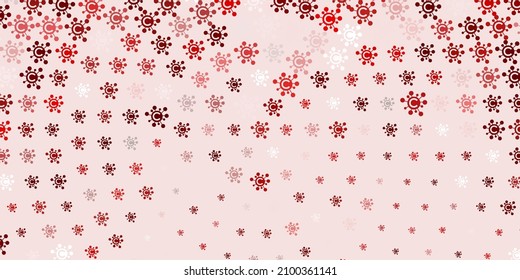Light Red vector background with covid-19 symbols. Colorful abstract illustration with gradient medical shapes. Simple drawing against danger fever.