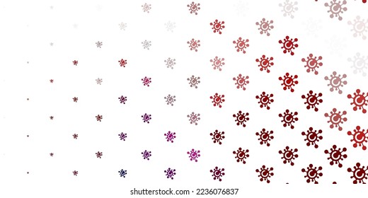 Light Red vector background with covid-19 symbols. Smart illustration with covid signs in decorative style. Simple design against epidemic information.