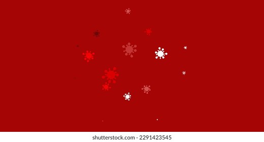 Light red vector background with covid-19 symbols. Smart illustration with covid signs in decorative style. Simple design against epidemic information.