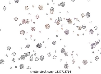Light Red vector background with cuisine gourmet. Decorative illustration with food on abstract template. Pattern for ads of breakfast, lunch, dinner.
