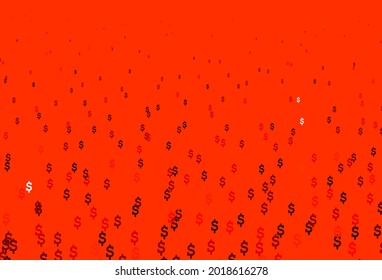 Light Red vector background with Dollar. Shining colored illustration with USD signs. The pattern can be used for ad, booklets, leaflets of banks.