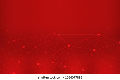 Light Red vector background with dots and lines. Abstract illustration with colorful discs and triangles. New design for ad, poster, banner of your website.