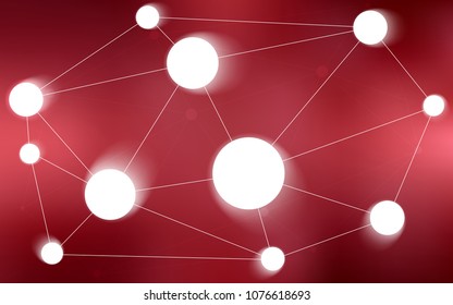 Light Red vector background with dots and lines. Glitter abstract illustration with connection of triangle structure. Pattern can be used for futuristic ad, booklets.