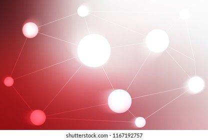 Light Red vector background with dots and lines. Colorful illustration with circles and lines in futuristic style. Pattern can be used for ads, leaflets.