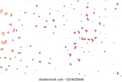 Light Red vector background with Euro, Dollar, Yen. Blurred design in with symbols of EUR, USD, JPY. The pattern can be used as ads, poster, banner for payments.