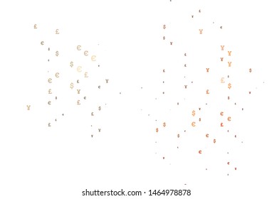 Light Red vector background with Euro, Yen, Pound. Modern abstract illustration with symbols of money. The pattern can be used as ads, poster, banner for payments.
